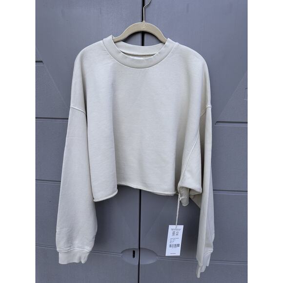 MATE The Label Organic Fleece Cropped Vintage Sweatshirt Bone Sz XL Athleisure - Picture 5 of 11